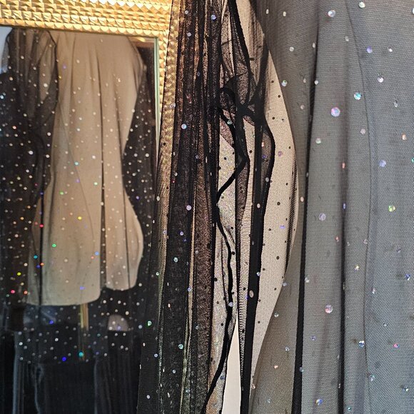 SCOLAR Sheer Japanese Black Sparkle Dress Pleats Medium - Picture 4 of 11